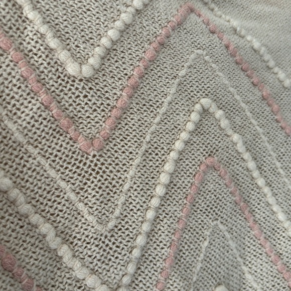 Karma Cream & Peach Textured Knit Poncho Pullover With Fringe - Picture 4 of 9